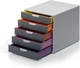 Varicolor 5 Drawer Unit - Gray Desktop Drawer Set with 5 Color Coded Draws - ...