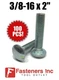 (QTY 100) 3/8-16 x 2" Carriage Bolt Zinc Plated A307