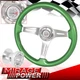 Adapter + Green Wood Silver Center Deep Dish Steering Wheel For 96-00 Civic