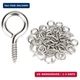 Aovchei Eye Screws, 50Pcs 1 inches 304 Heavy Duty Stainless Steel Screw Hooks, S