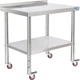 Stainless Steel Work Table 24 x30 Prep Kitchen Caster Wheels Backsplash KUARBARR