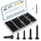 BNUOK 247Pcs Pan Head Wood Screws Assortment Kit, #6#8 Black Oxide Stainless ...