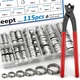 Seept 115Pcs 10-Sizes 304 Stainless Steel Single Ear 6-28.6mm 115pcs, Silver