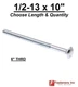 1/2-13 x 10" Carriage Bolts A307 Grade 2 Zinc Plated "Coach Screws" 1/2"-13