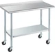ROCKPOINT Stainless Steel Table for Prep & Work with Backsplash, Caster Wheels 4