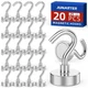 Junarter 20 Pack Magnetic Hooks, 30lbs Magnet Hooks for 20 Pack, Silver 