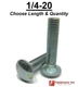1/4-20 Carriage Bolts A307 Grade 2 Zinc Plated "Coach Screws" (All Sizes & Qtys)