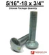 5/16-18 x 3/4" Carriage Bolts A307 Grade 2 Zinc Plated "Coach Screws" 5/16"-18