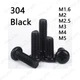 Black 304 Stainless Steel M1.6 M2 M3 M4 M5 Phillips Round Pan Head Screws Bolts