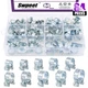 Swpeet 84Pcs 10 Sizes Zinc Plated Mini Fuel Injection Line Style Hose Clamp A...