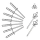 ALLCLEAN 60pcs 3/16x3/4 Silver Tri-Fold Aluminum Rivets for Kayak Marine