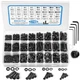 Besitu 1760pcs M2 M3 M4 M5 Hex Socket Head Cap, Black-Hex Cap