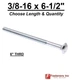 3/8-16 x 6-1/2" Carriage Bolts A307 Grade 2 Zinc Plated "Coach Screws" 3/8"-16