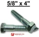 (Choose Qty) 5/8" x 4" Zinc Plated Hex Head Lag Bolt Screws A307