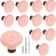 Biaungdo 12 Pcs Pink Ceramic Retro Vintage Round Decorative Cabinet & Drawer ...