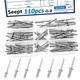 Seept 110pcs Steel Rivets 7-Sizes 304 Stainless Rivets, Silver