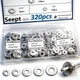 Seept 320PCS Silver Pop Rivet washers Assortment kit 1/8"+5/32"+3/16",
