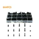 664Pcs M2/M3/M4/M5 Socket Cap Screws Hex Head Bolt Nuts Assortment Kit Black