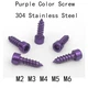 M2 M3 M4 M5 M6 Purple SUS304 Allen Screw Cylindrical Head Self-tapping Nail