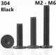 Black 304 Stainless Steel Torx Socket Utrathin Flat Head Screws M2 M3 M4 M5 M6