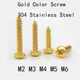 M2 M3 M4 M5 M6 Gold SUS304 Phillips Screw Cross Round Pan Head Self-tapping