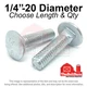 1/4"-20 Grade A 307A Full Thread Square Carriage Bolts Zinc (Pick Length & Qty)
