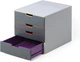 Durable Varicolor 4 Drawer Unit - Gray Desktop Drawer Set with 4 Color Coded ...