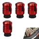 WZP 4 PCS Car Tire Valve Stem Caps, Aluminum Alloy Wheel Valve Stem Dust Red