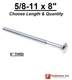 5/8-11 x 8" Carriage Bolts A307 Grade 2 Zinc Plated "Coach Screws" 5/8"-11