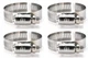 Four SAE Size 6, 3/8" to 7/8" All 300 SS Steel Worm Drive Hose Clamps JW006S