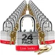 Lion Locks 24 Keyed-Alike Padlocks w/ 1.25&acirc;&euro; Shackle 48 Keys Hardened Steel Ca