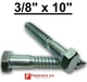 (Choose Qty) 3/8" x 10" Zinc Plated Hex Head Lag Bolt Screws A307