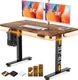 Veken 47.2" Standing Desk, Adjustable Height Office Desk with Wood Deskto, Brown