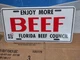 ENJOY MORE BEEF LICENSE PLATE FLORIDA BEEF COUNCIL **FREE SHIP** EMBOSSED ** NEW
