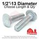 1/2"-13 Grade A 307A Full Thread Square Carriage Bolts Zinc (Pick Length & Qty)