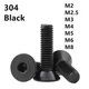 Black 304 Stainless Steel Hex Socket Bolts Countersunk Head Screw M2 M3 M4 M5 M6