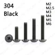Black 304 Stainless Steel Phillips Pan Head Screws With Collar M2 M3 M4 M5 M6