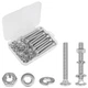 Yinpecly 10 Sets 5/16-18 x 2-1/2 Carriage Bolts Screws, 304 Stainless Steel R...
