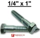 (Choose Qty) 1/4" x 1" Zinc Plated Hex Head Lag Bolt Screws A307