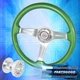 Green Wood Silver Center Deep Dish Steering Wheel + Adapter For 96-00 Civic