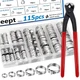 Seept 115Pcs 10-Sizes 304 Stainless Steel Single Ear Hose Clamps with Ear cla...